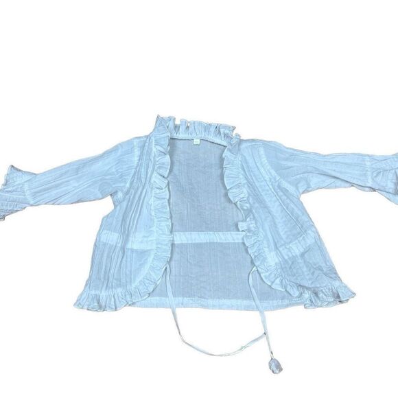 Bug Zoo Girls White Ruffled Long Sleeve Cotton Wrap Top Size Toddler 1 year - Picture 2 of 11